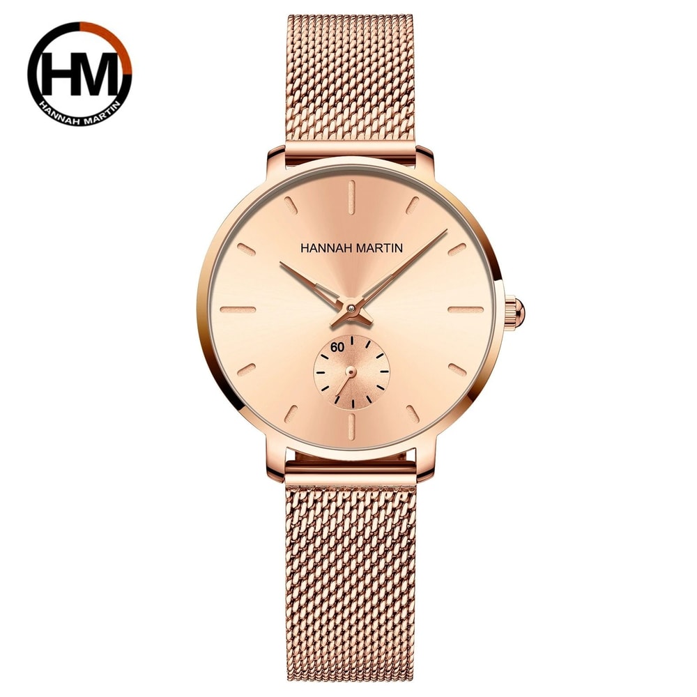 Minimalist Dress Watch HighPrecision Quartz Stainless Steel Mesh Timepiece 9