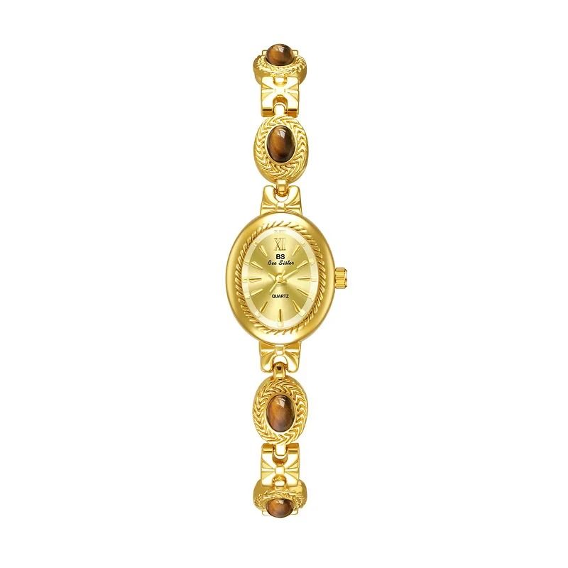 Luxury Elegant Amber Jewelry Watch Vintage Gold Bracelet Oval Timepiece 8