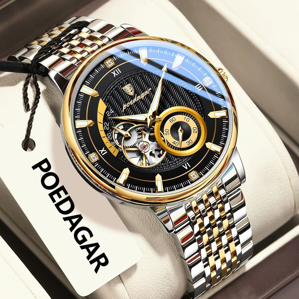 Hollow Tourbillon Mechanical Watch Luxury Luminous Automatic Stainless Steel Timepiece 9