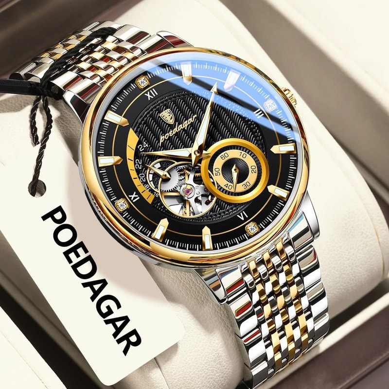 Hollow Tourbillon Mechanical Watch Luxury Luminous Automatic Stainless Steel Timepiece 9