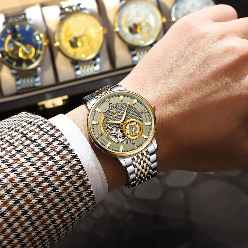 Hollow Tourbillon Mechanical Watch Luxury Luminous Automatic Stainless Steel Timepiece 5