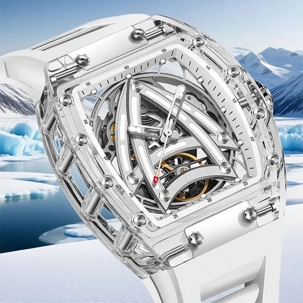 Skeleton Mechanical Timepiece Luxury Sapphire Glass Stainless Steel Waterproof Watch 0