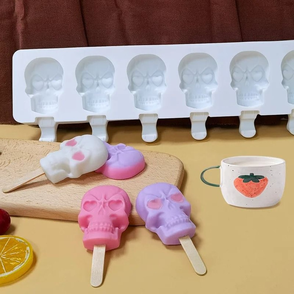 6Cavity Skull Silicone Popsicle Ice Mold 1