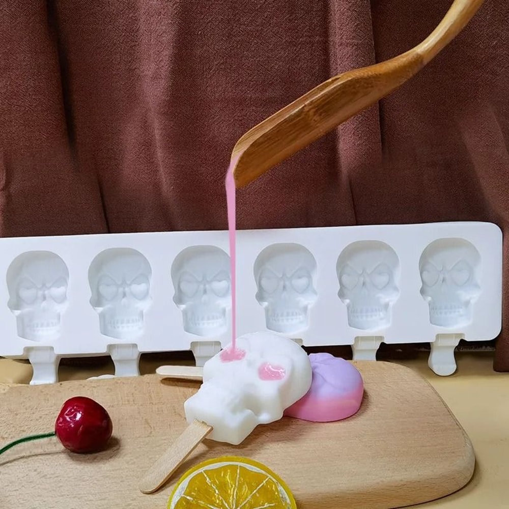 6Cavity Skull Silicone Popsicle Ice Mold 2