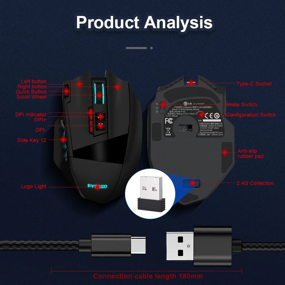 16Button Programmable RGB Wireless Gaming Mouse 4