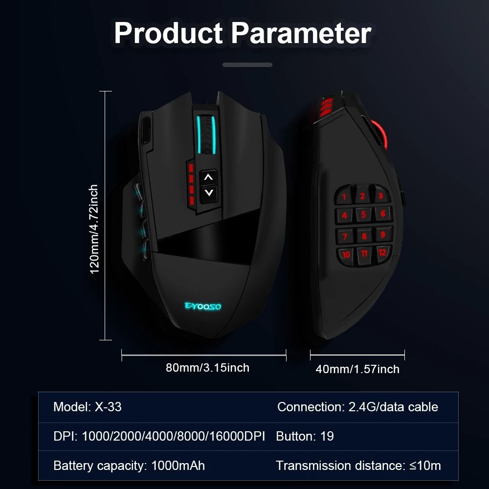 16Button Programmable RGB Wireless Gaming Mouse 5