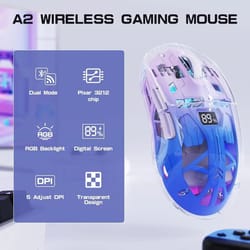 transparent dual-mode rgb gaming mouse with digital display