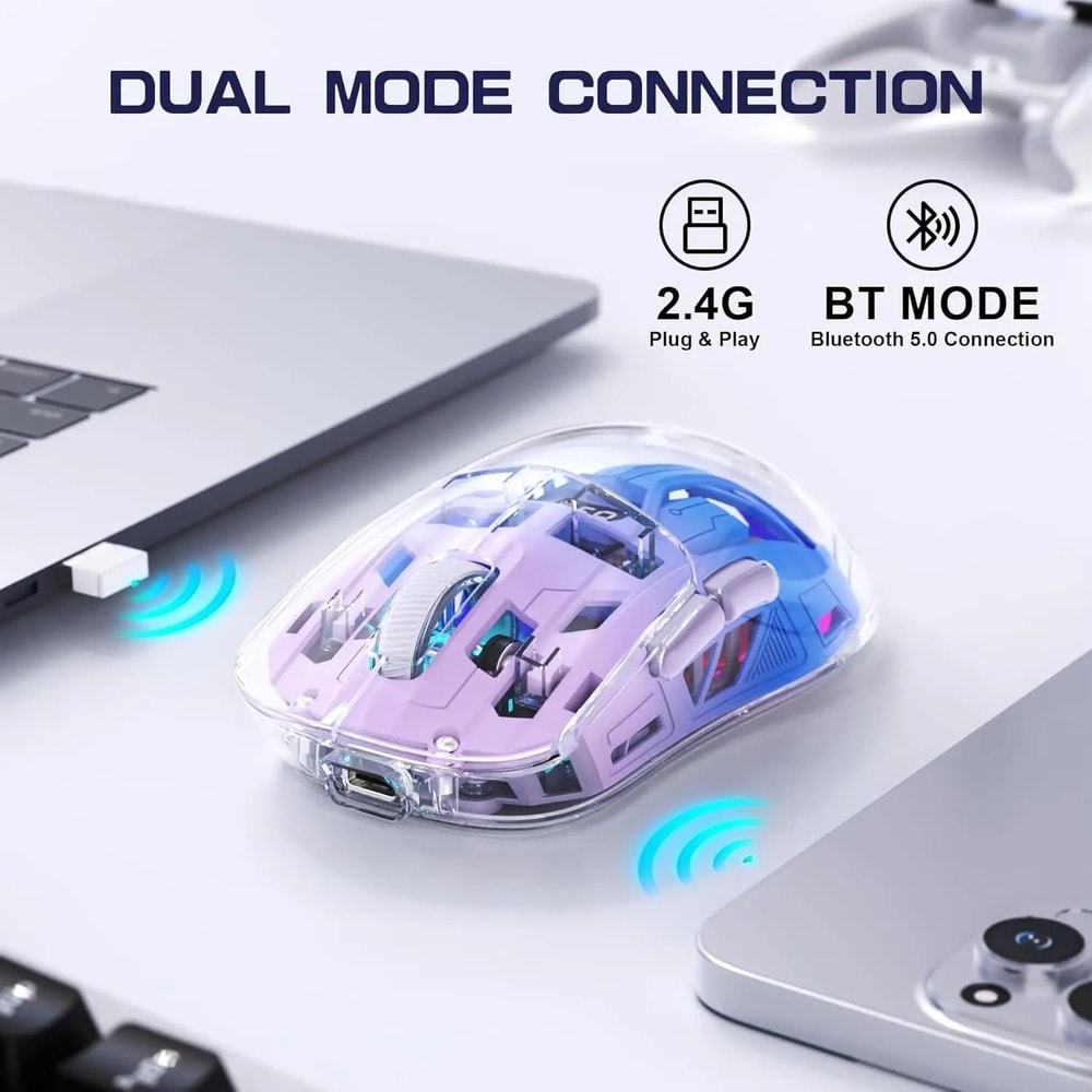 Transparent DualMode RGB Gaming Mouse With Digital Display 1
