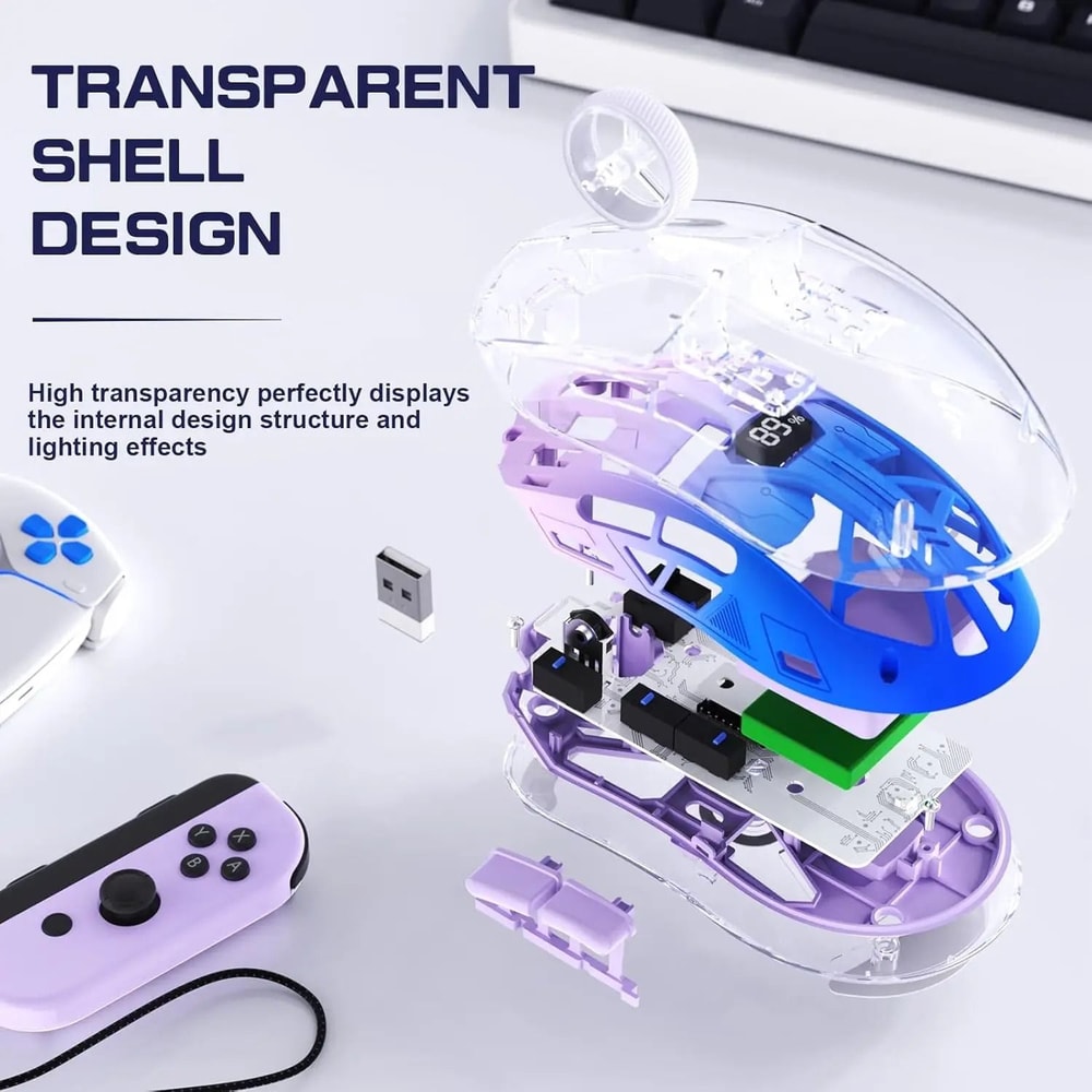 Transparent DualMode RGB Gaming Mouse With Digital Display 2