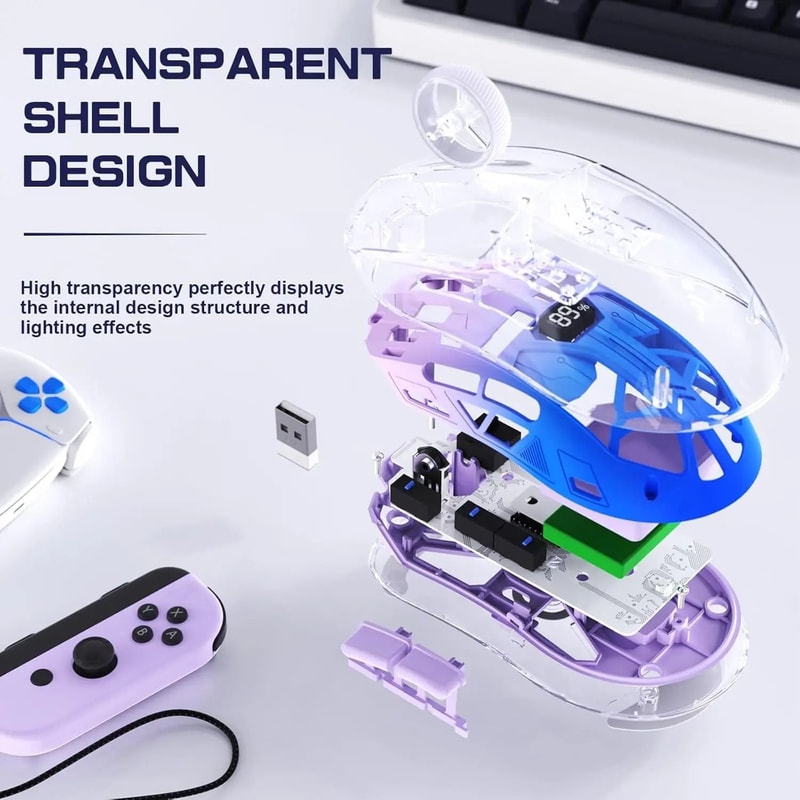 Transparent DualMode RGB Gaming Mouse With Digital Display 2