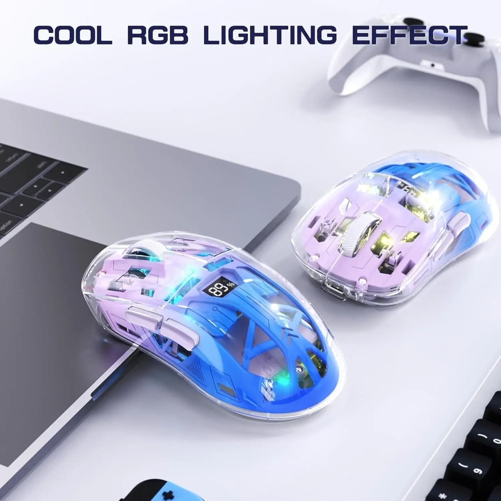 Transparent DualMode RGB Gaming Mouse With Digital Display 4