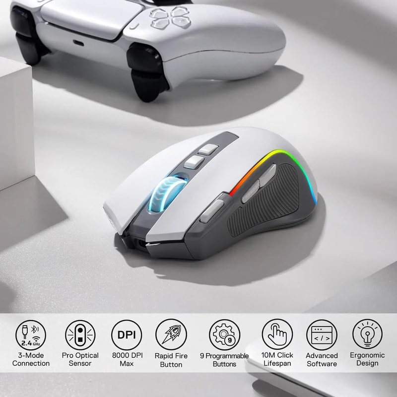 TriMode 9Button Wireless Gaming Mouse 2