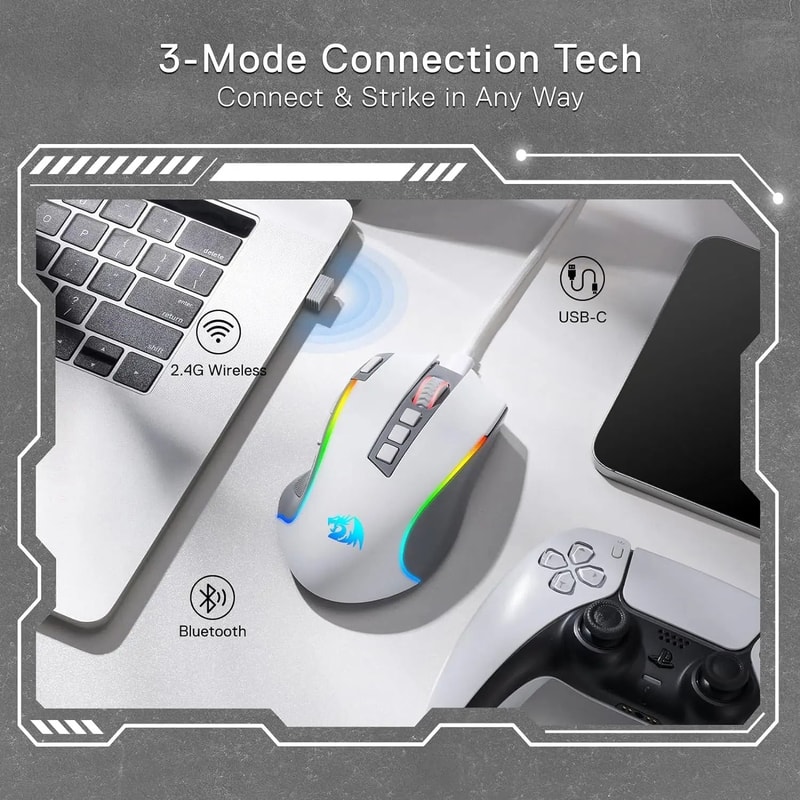 TriMode 9Button Wireless Gaming Mouse 5