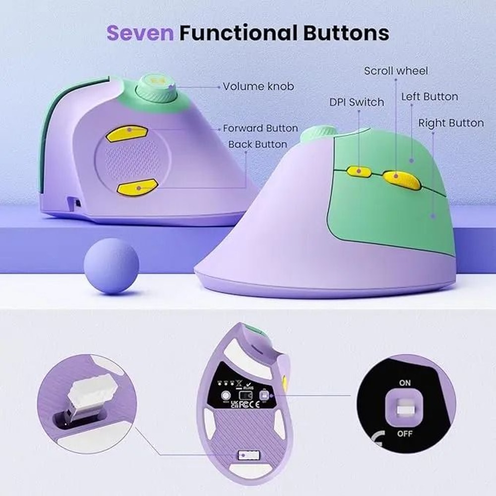 Ergonomic Vertical Wireless Mouse With MultiDevice Mastery 3