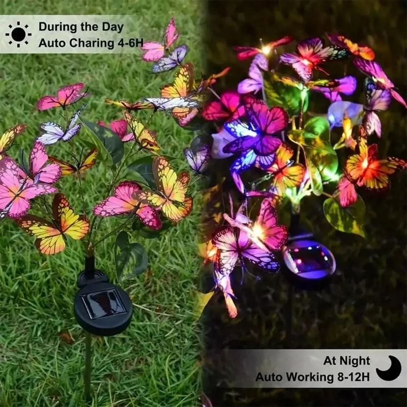 Solar Butterfly Flower Landscape Decoration Lights 0