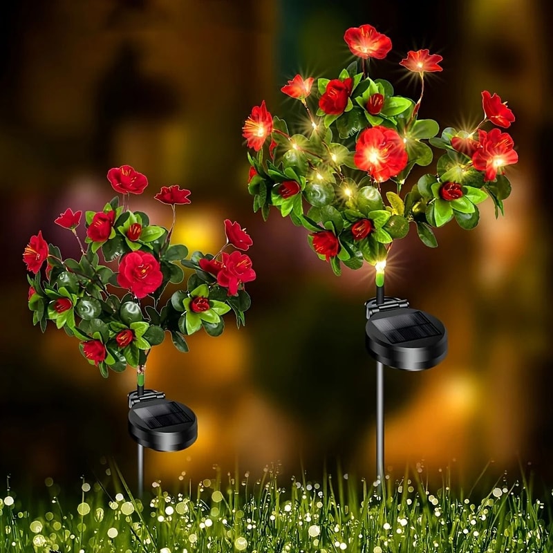 Waterproof Solar Azalea Flower Landscape Light 0