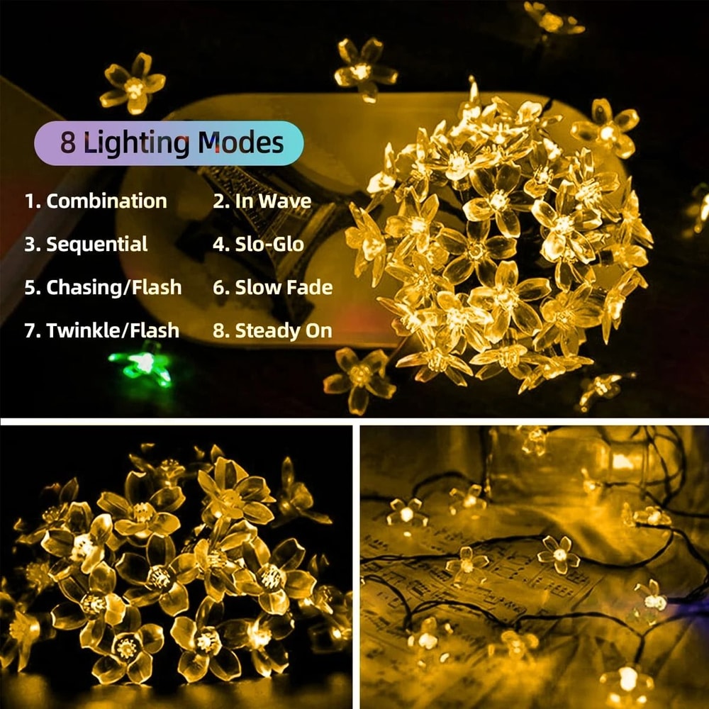 Solar Cherry Blossom Waterproof String Lights 1