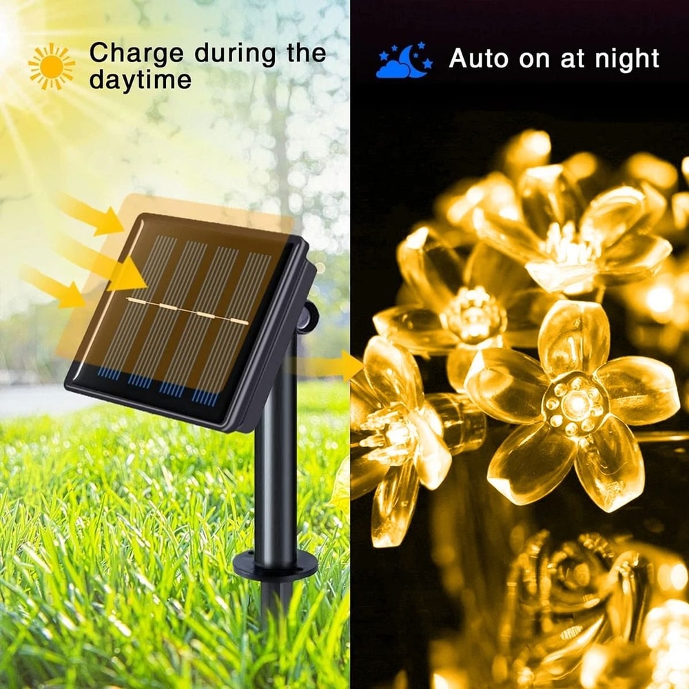 Solar Cherry Blossom Waterproof String Lights 2