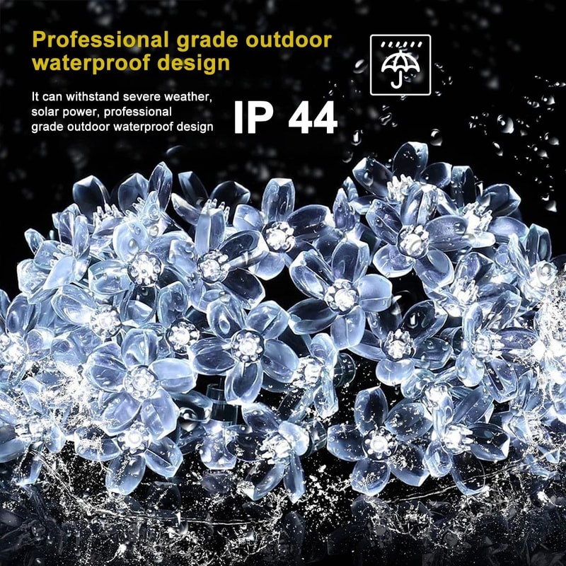 Solar Cherry Blossom Waterproof String Lights 3