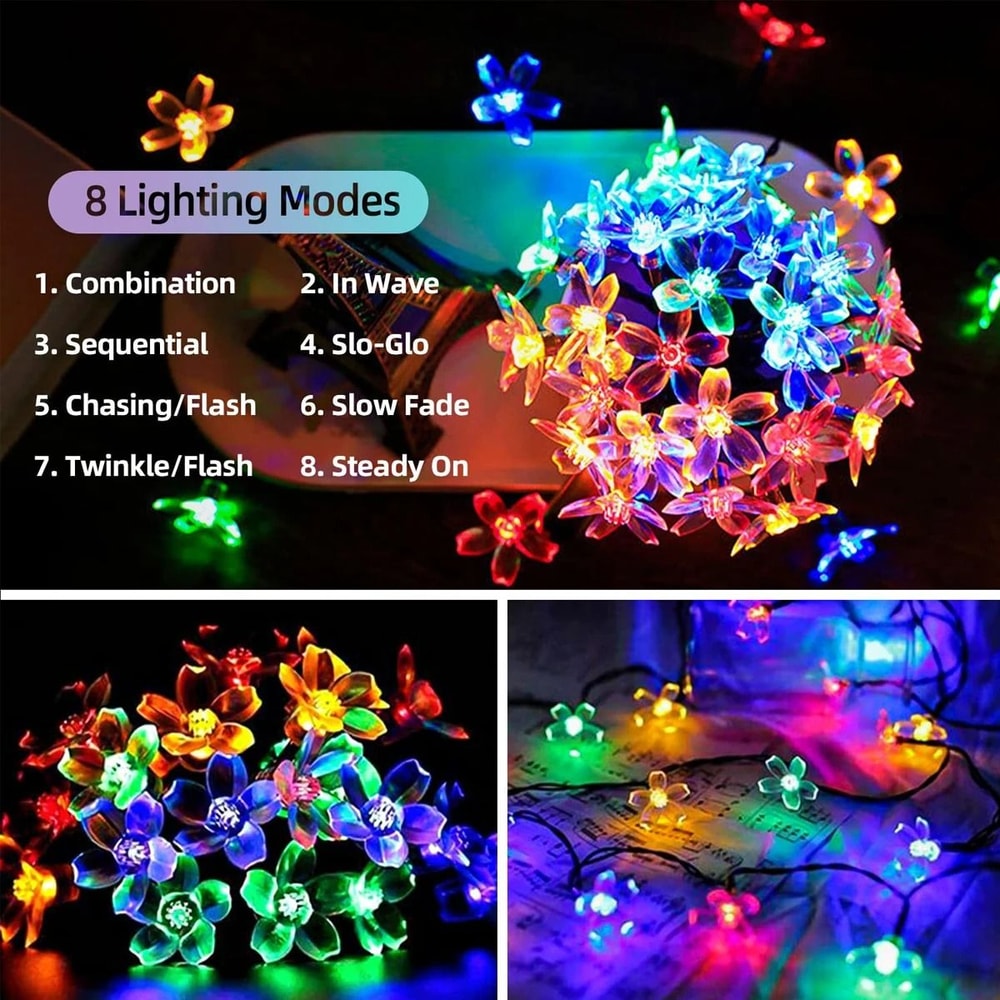 Solar Cherry Blossom Waterproof String Lights 4
