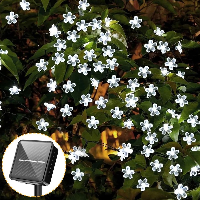 Solar Cherry Blossom Waterproof String Lights 8