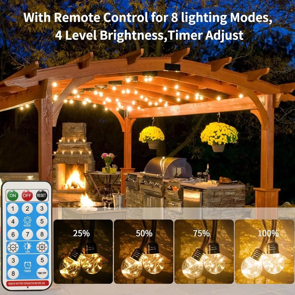Rope Hemp Solar Patio String Lights 5