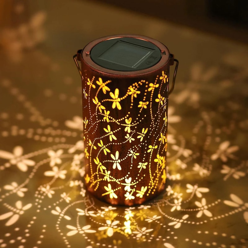 Hollow Iron Solar Garden Lantern 9