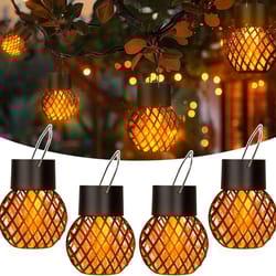 solar hanging flame effect lantern