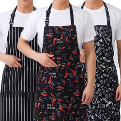 halterneck chef & catering apron with dual storage