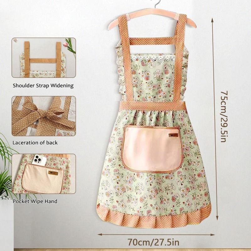Floral Cotton Canvas Kitchen Apron 2