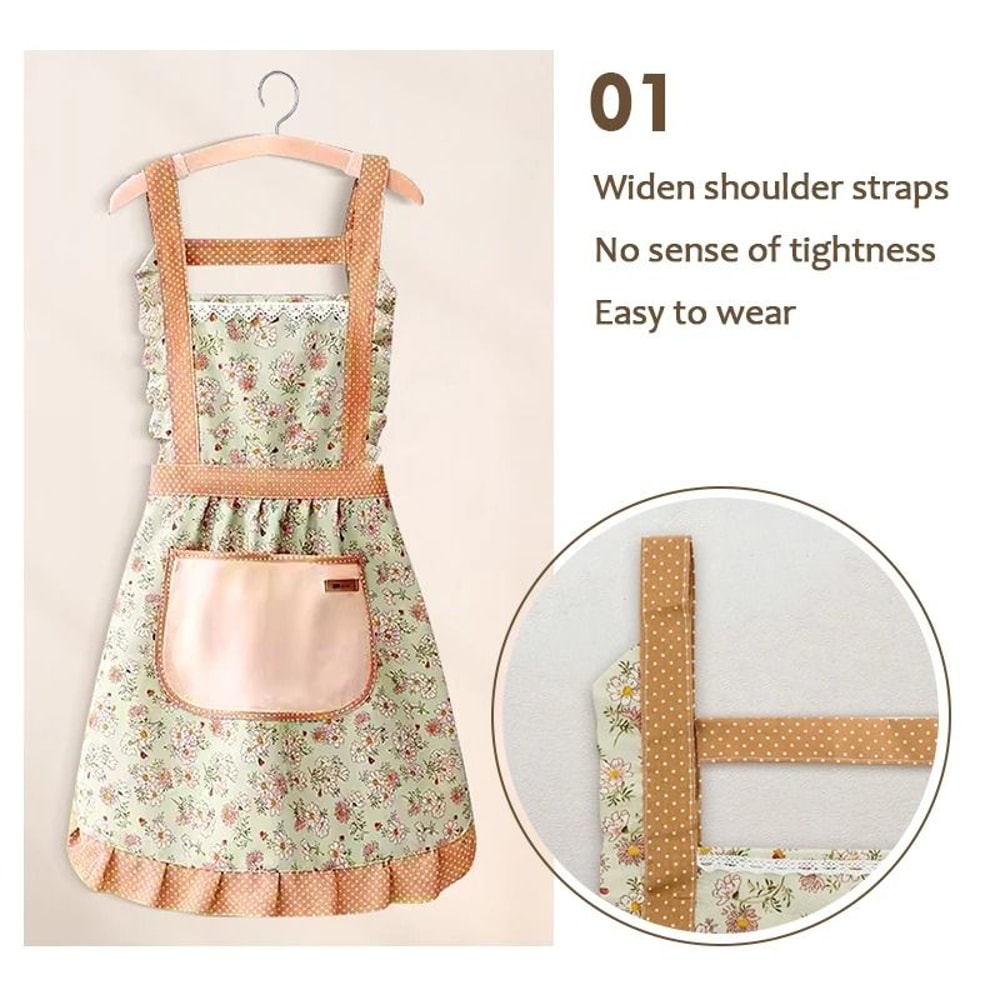 Floral Cotton Canvas Kitchen Apron 3