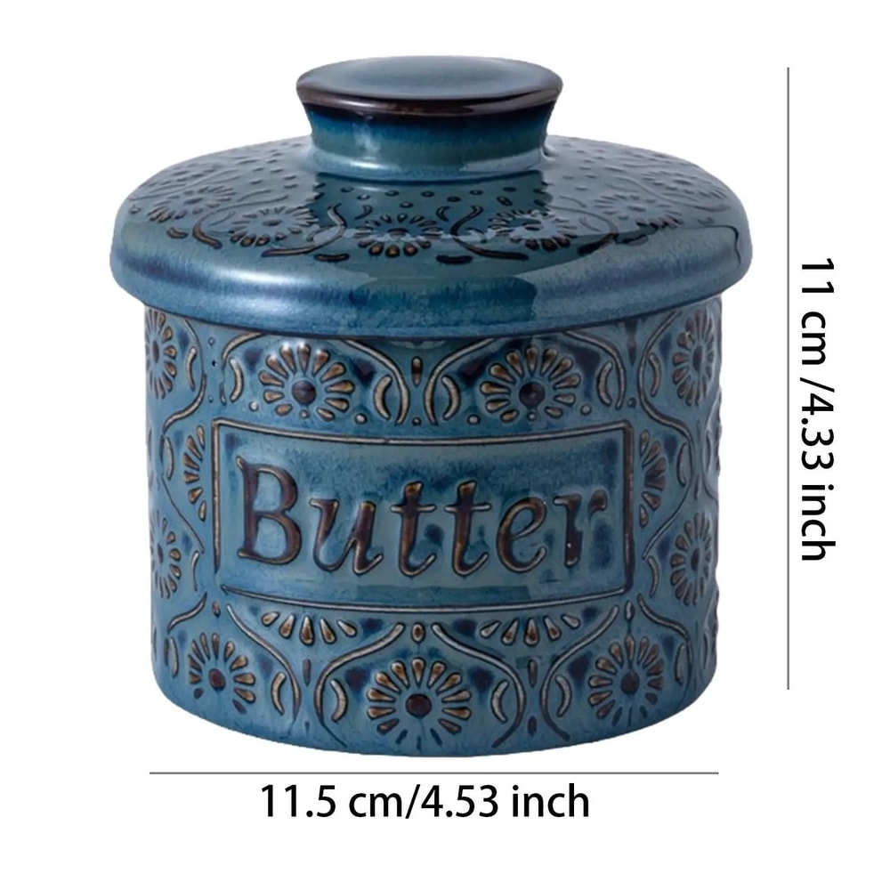 French Ceramic Butter Crock Countertop Storage 6