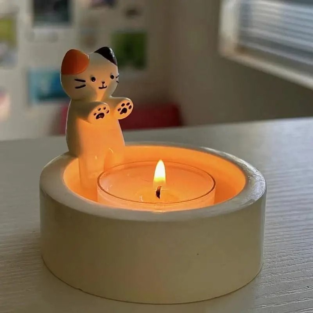Kitten Warming Paws Candle Holder Desktop Ornament 2