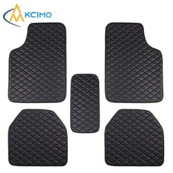 elite interior defense universal pu leather car floor mats – 5-piece complete foot pad set