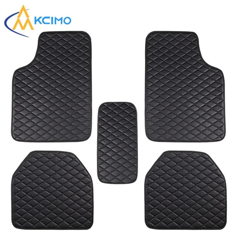 Elite Interior Defense Universal PU Leather Car Floor Mats 5Piece Complete Foot Pad Set 0