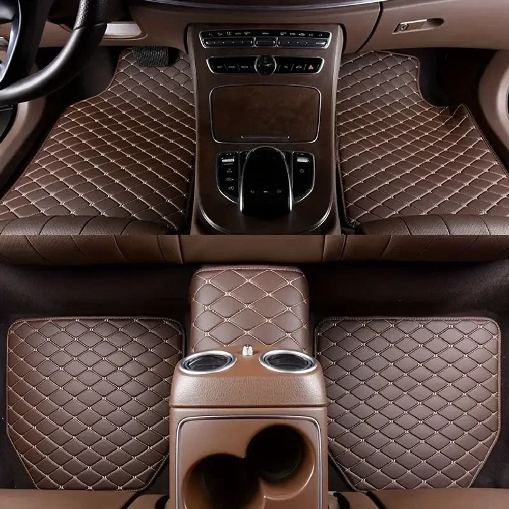 Elite Interior Defense Universal PU Leather Car Floor Mats 5Piece Complete Foot Pad Set 10