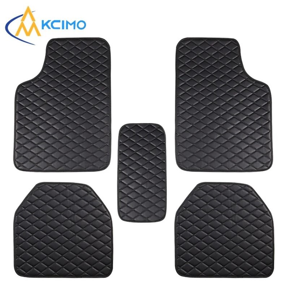 Elite Interior Defense Universal PU Leather Car Floor Mats 5Piece Complete Foot Pad Set 1