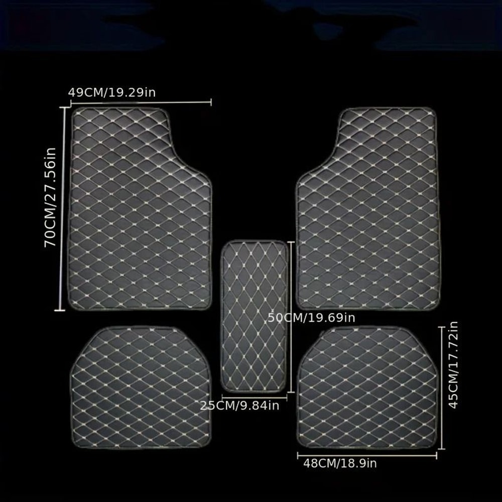 Elite Interior Defense Universal PU Leather Car Floor Mats 5Piece Complete Foot Pad Set 2