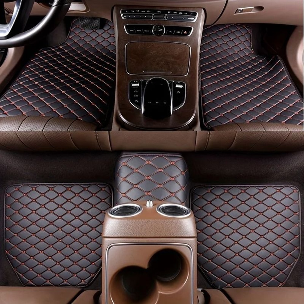 Elite Interior Defense Universal PU Leather Car Floor Mats 5Piece Complete Foot Pad Set 8