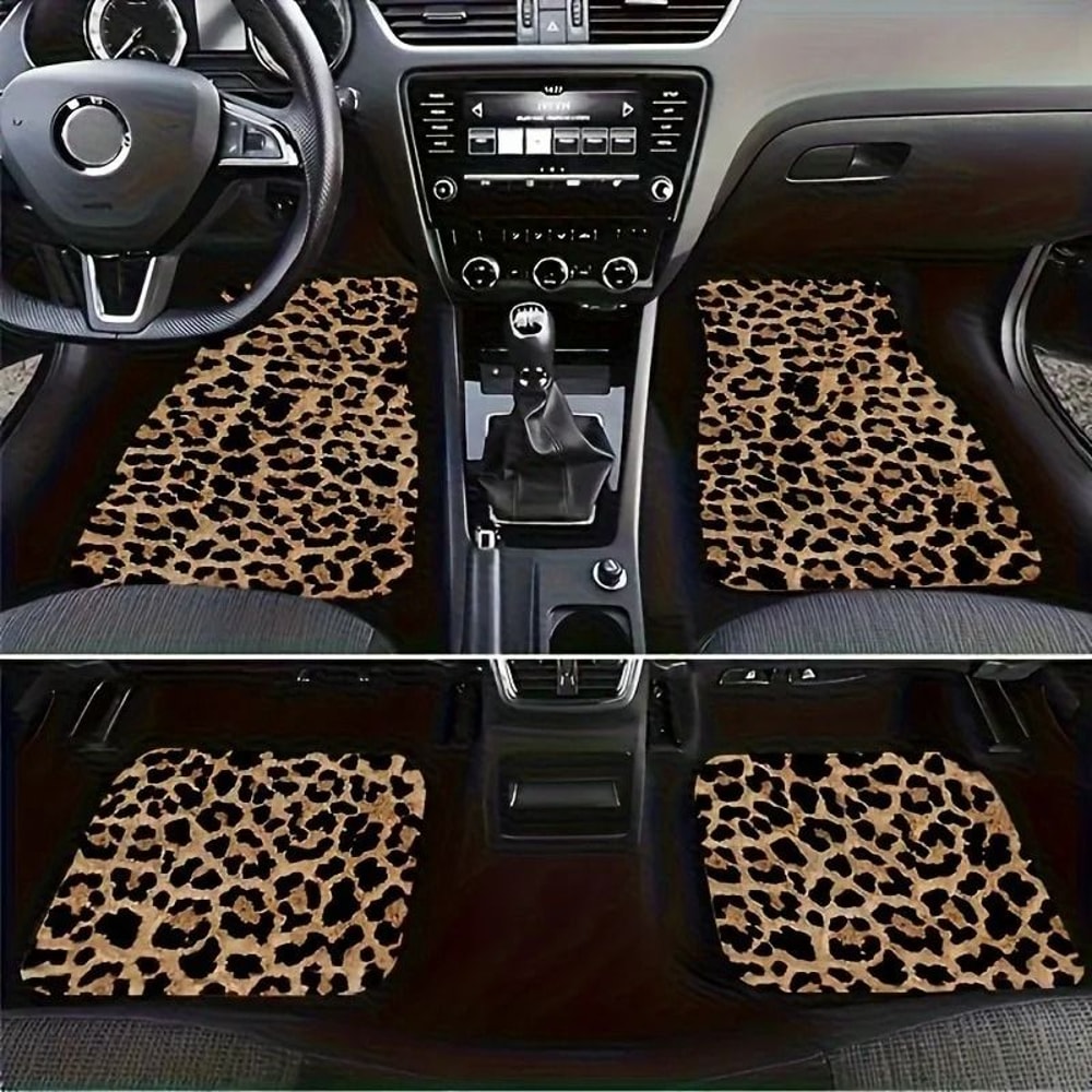 Bold Safari Universal Leopard Print Car Floor Mats 4Piece NonSlip Interior Shield 0