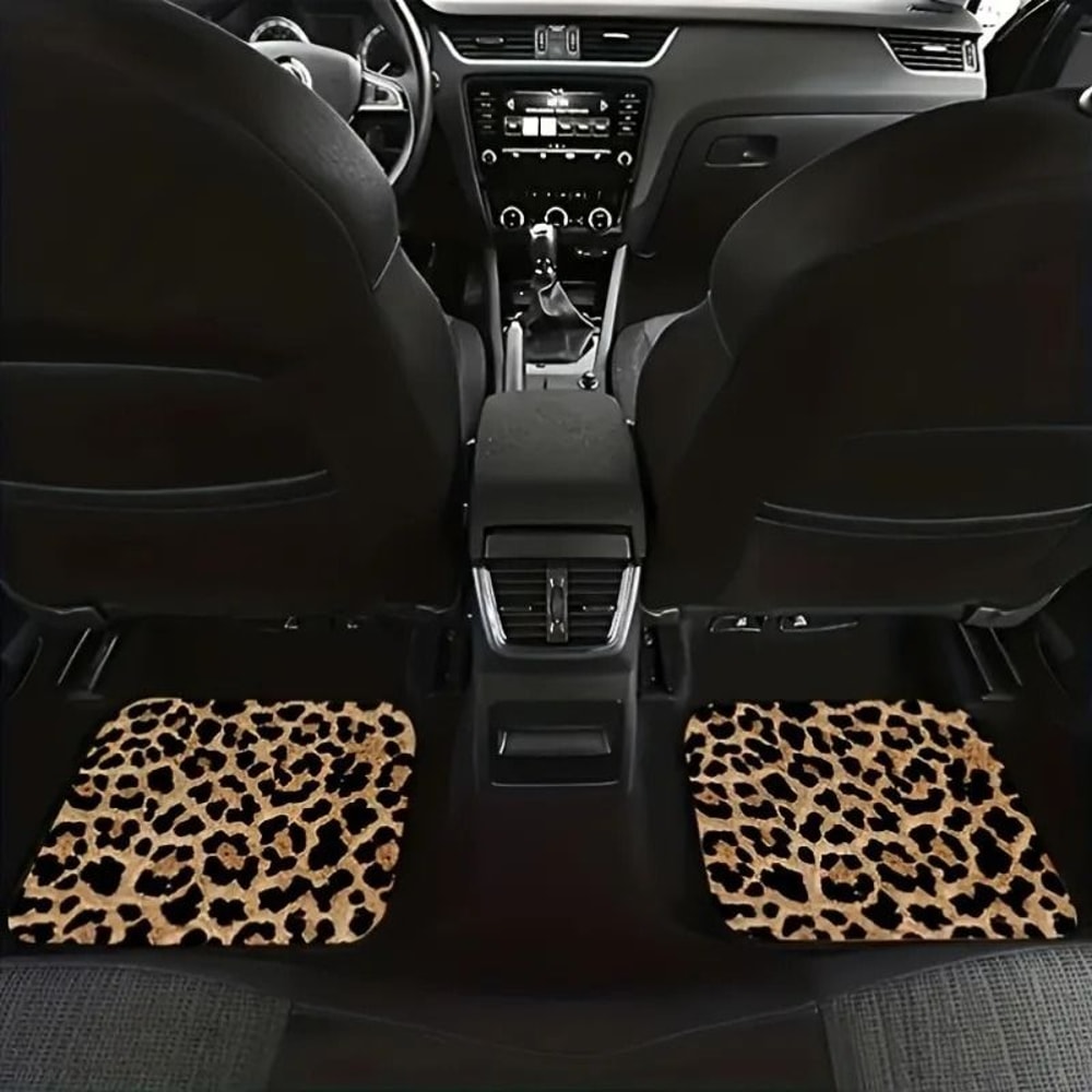 Bold Safari Universal Leopard Print Car Floor Mats 4Piece NonSlip Interior Shield 2