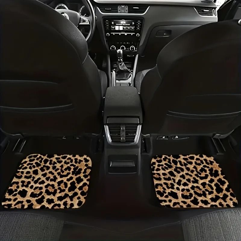 Bold Safari Universal Leopard Print Car Floor Mats 4Piece NonSlip Interior Shield 2
