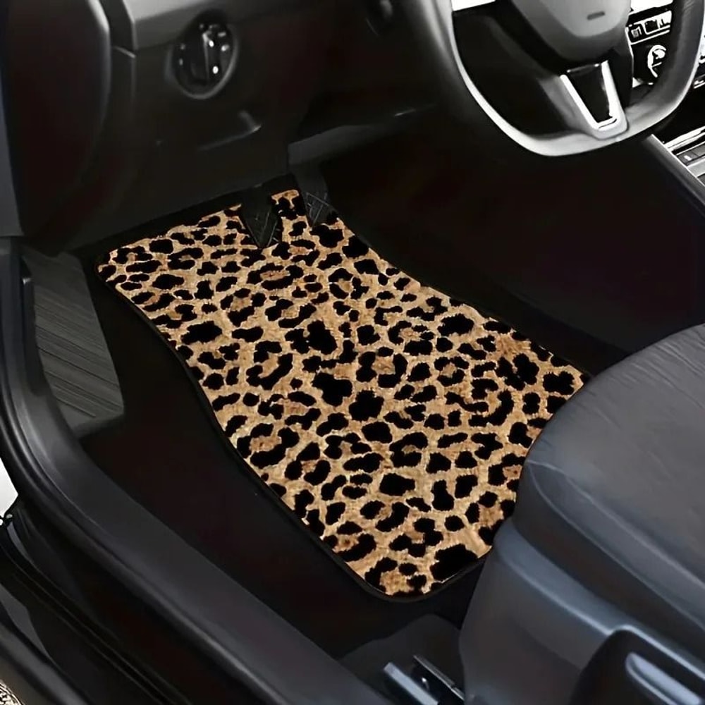 Bold Safari Universal Leopard Print Car Floor Mats 4Piece NonSlip Interior Shield 3