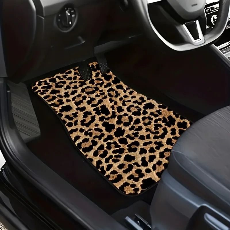 Bold Safari Universal Leopard Print Car Floor Mats 4Piece NonSlip Interior Shield 3