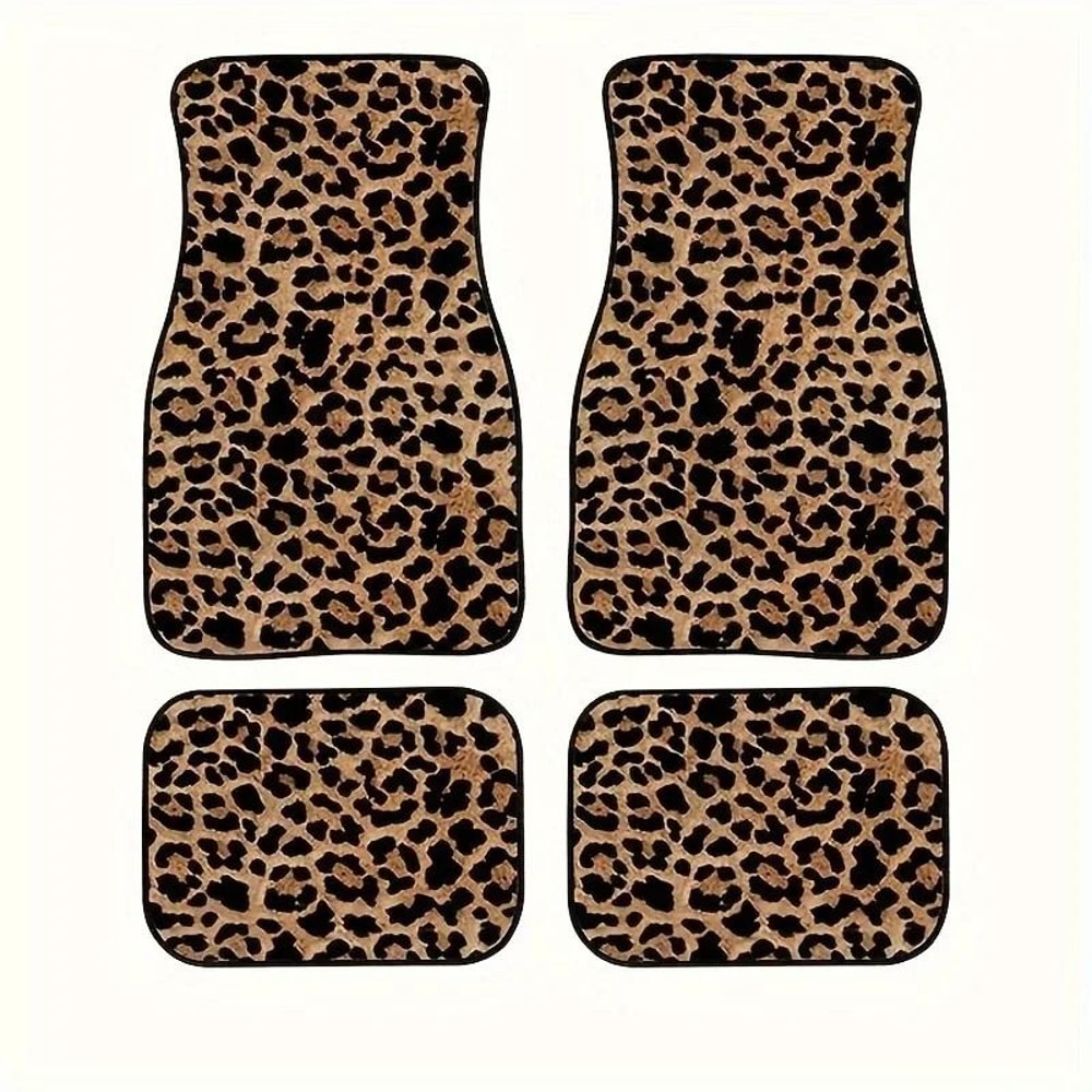 Bold Safari Universal Leopard Print Car Floor Mats 4Piece NonSlip Interior Shield 4