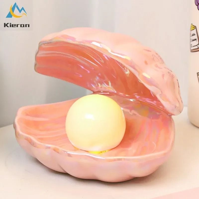 Gemini Said Nordic Ceramic Shell Pearl LED Lamp Modern Desktop Night Light 5