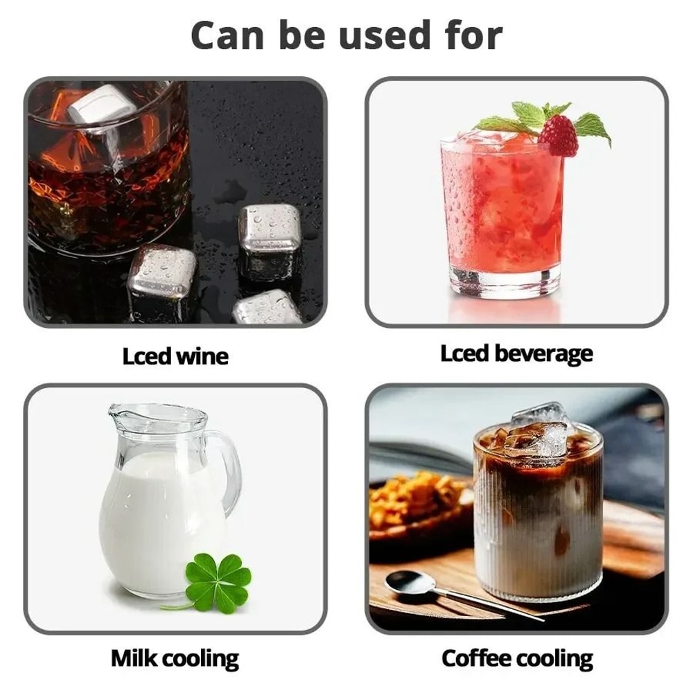 Chill Steel Reusable Whiskey Stones 6Piece Stainless Steel Ice Cube Set 3