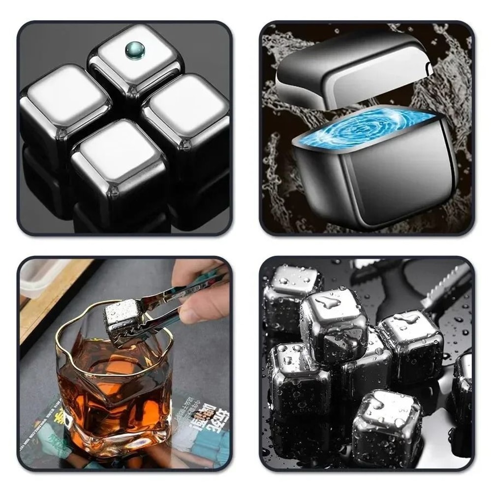 Chill Steel Reusable Whiskey Stones 6Piece Stainless Steel Ice Cube Set 4