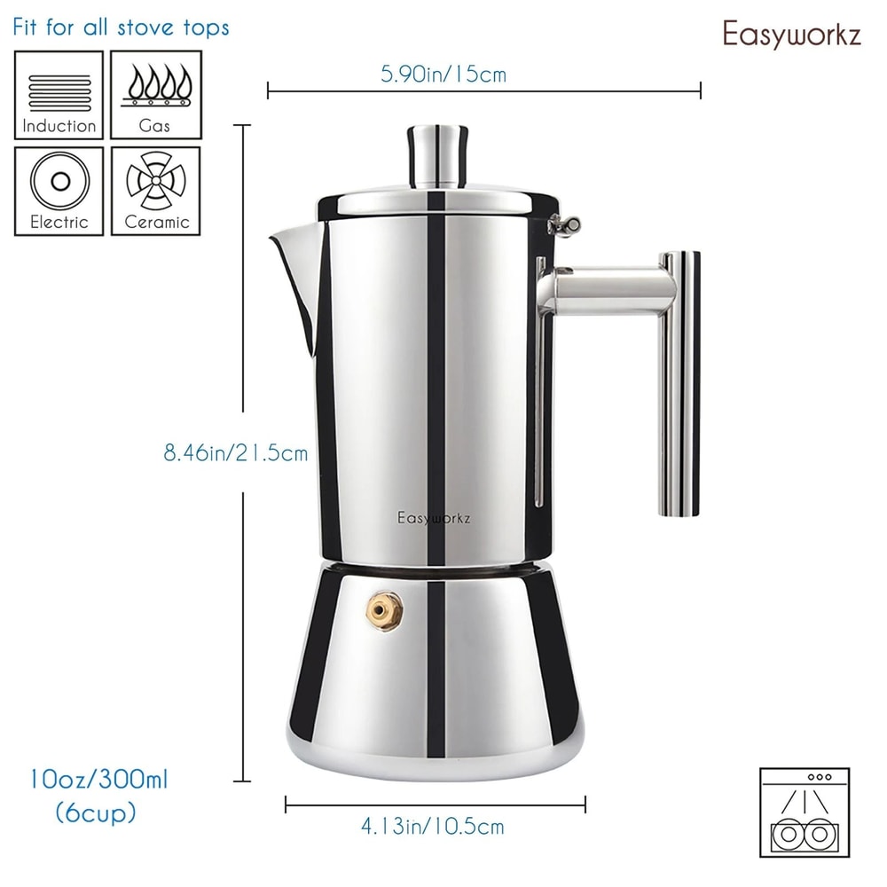 Stovetop Espresso Maker Stainless Steel Italian Coffee Maker 2