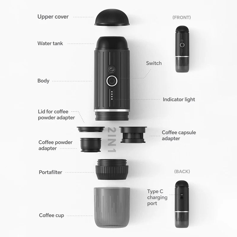 Portable Wireless Heating Espresso Machine Rechargeable Travel Coffee Maker 5